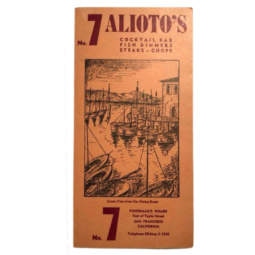 Vintage Menu Alioto’s San Francisco 1950’s